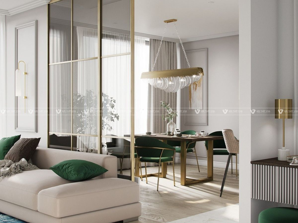 Xu hướng vách ngăn gỗ kính phòng khách, thiết kế đẹp và tiện dụng 