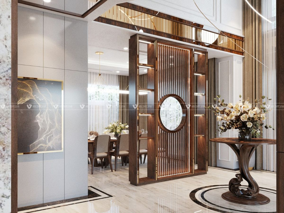 Xu hướng vách ngăn gỗ kính phòng khách, thiết kế đẹp và tiện dụng 
