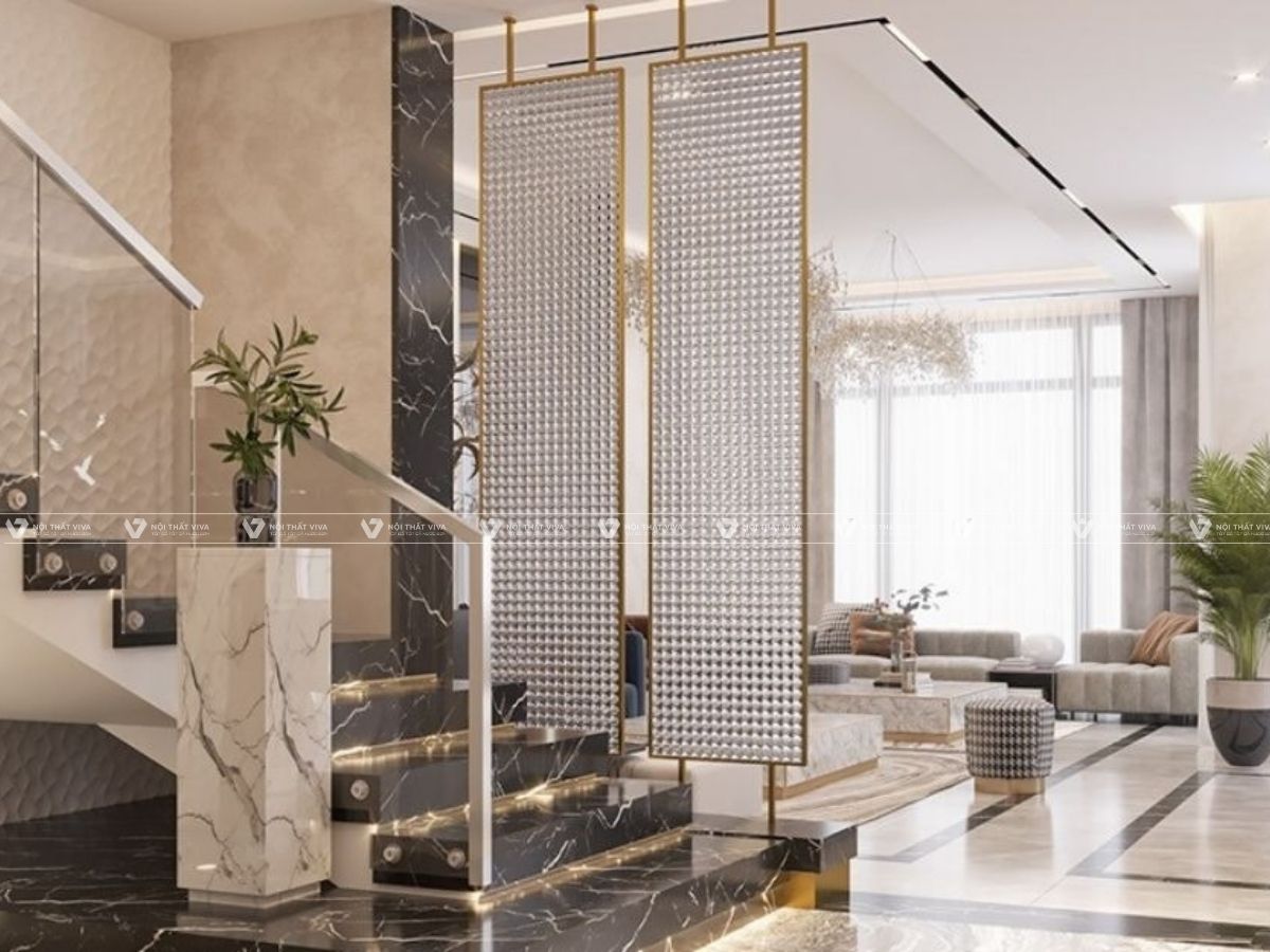 Xu hướng vách ngăn gỗ kính phòng khách, thiết kế đẹp và tiện dụng 