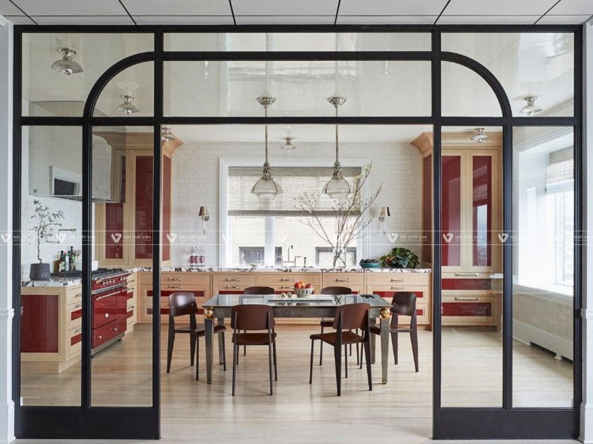 Xu hướng vách ngăn gỗ kính phòng khách, thiết kế đẹp và tiện dụng 