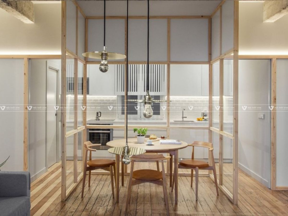 Xu hướng vách ngăn gỗ kính phòng khách, thiết kế đẹp và tiện dụng 