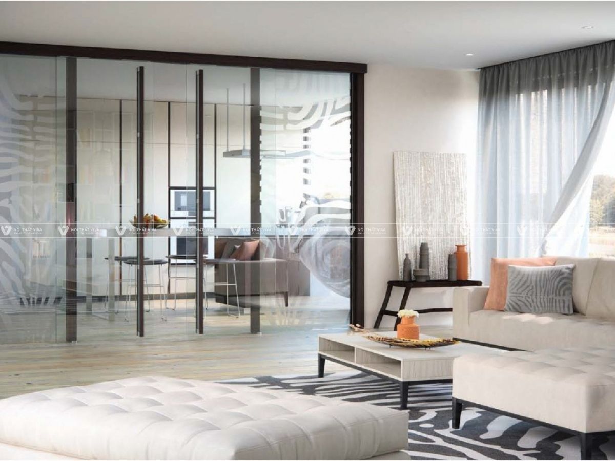 Xu hướng vách ngăn gỗ kính phòng khách, thiết kế đẹp và tiện dụng 