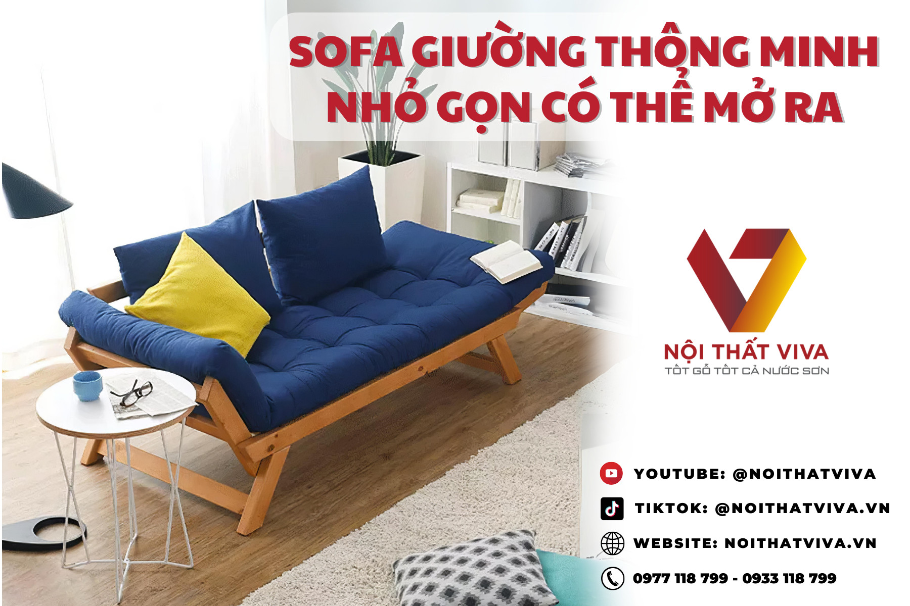 Sofa Giường Thông Minh Nhỏ Gọn Có Thể Mở Ra Thành Giường Gỗ Sồi Nga