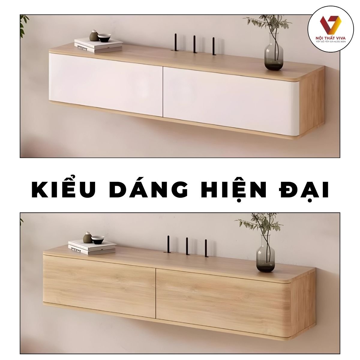 Kệ Tivi Treo Tường Phòng Ngủ Gỗ MDF Phủ Melamine Bo Góc Hiện Đại