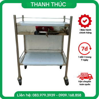Xe đẩy dụng cụ 2 tầng có hộc