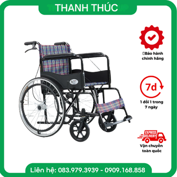 Xe lăn tay LUCASS V-95 – Khung sơn tĩnh điện, bánh sau 23 inch tự lăn, gấp gọn tiện lợi