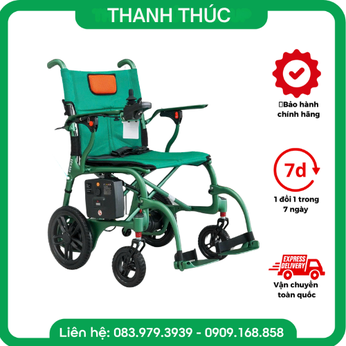 Xe lăn điện cao cấp LUCASS XE-111 (Đỏ/Xanh lá) – Khung sợi Carbon siêu nhẹ, động cơ mạnh mẽ