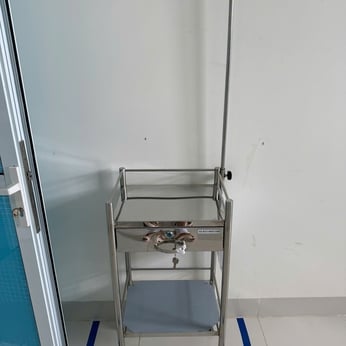 Xe Đẩy Máy Điện Tim Có Ngăn Kéo, Treo Dây Inox 2 Tầng