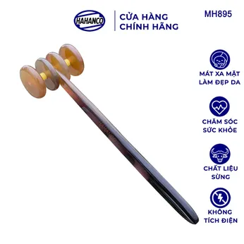 Cây lăn 4 bánh mát xa bằng sừng - lăn mặt giúp làm mịn da & lưu thông khí huyết HAHANCO - MH895