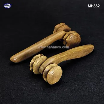 Cây lăn massage toàn thân 2 bánh gai đôi đa năng bằng gỗ thơm chăm sóc sức khỏe /HAHANCO (MH862)
