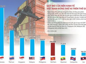 Quy mô của nền kinh tế Việt Nam đứng thứ 45 trên thế giới