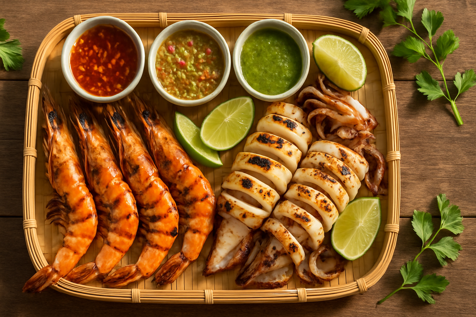 Bàn tiệc hải sản tiếp khách với cua hấp, tôm nướng, nghêu hấp sả và cá hấp bày đẹp mắt