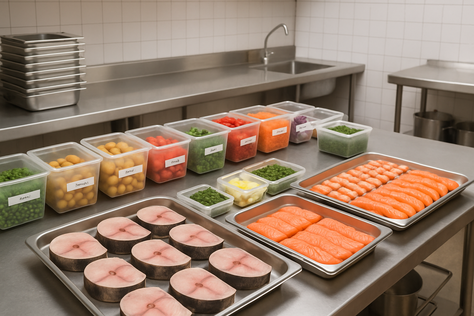 Bàn tiệc buffet hải sản bày trí sang trọng với tôm nướng, nghêu hấp, mực và cá phi lê