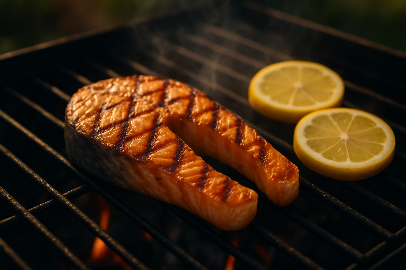Cảnh áp chảo steak cá hồi với bơ, tỏi và thì là sôi lăn tăn
