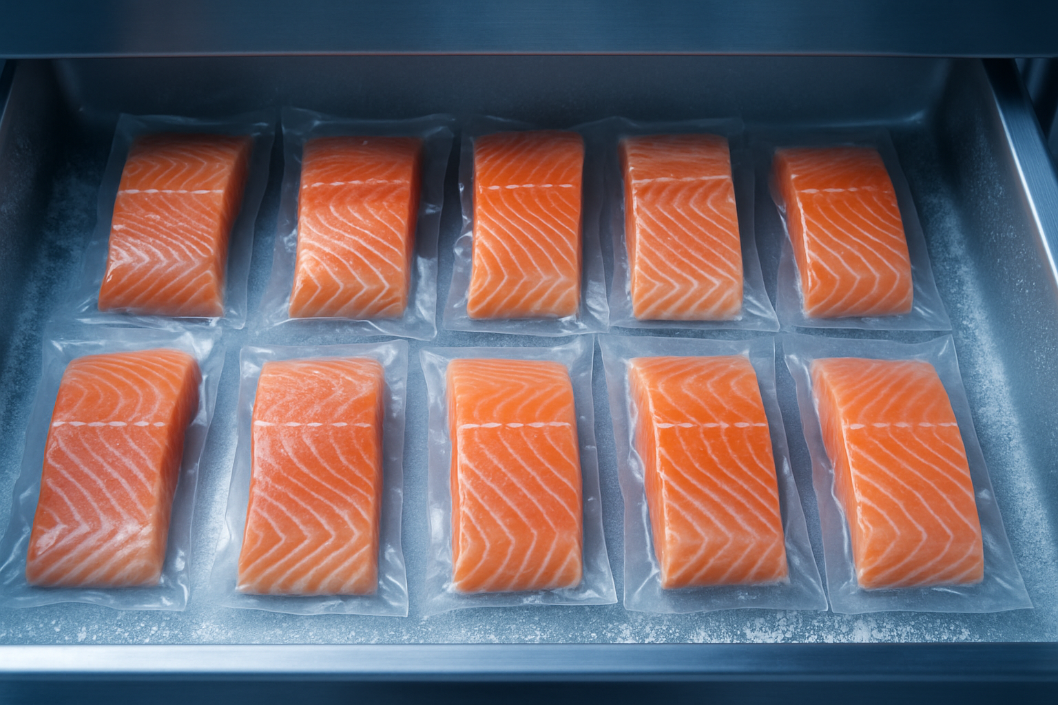 Fillet cá hồi tươi đặt trên đá trong bếp nhà hàng, đầu bếp kiểm tra vân mỡ