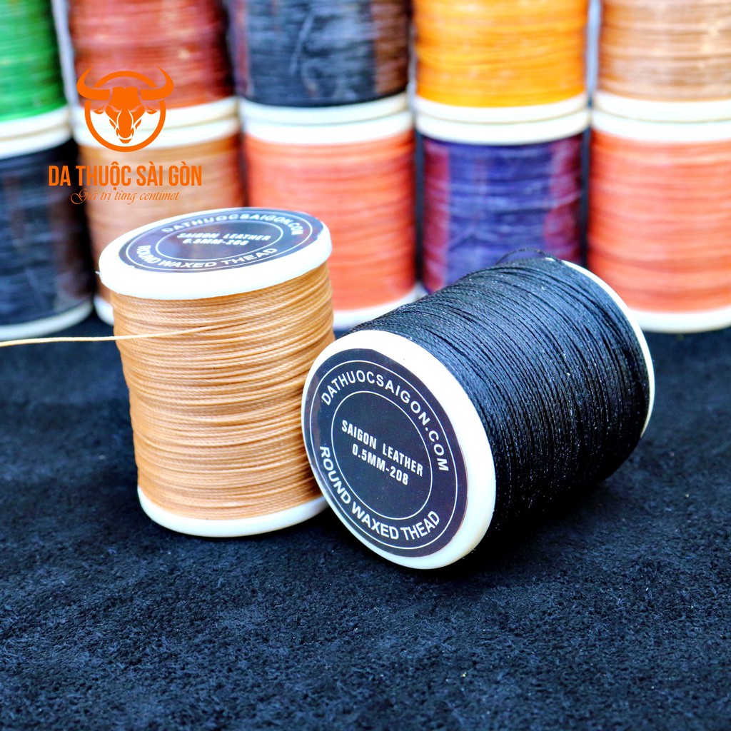 chỉ sáp may da 0.5mm màu xanh rêu nhạt