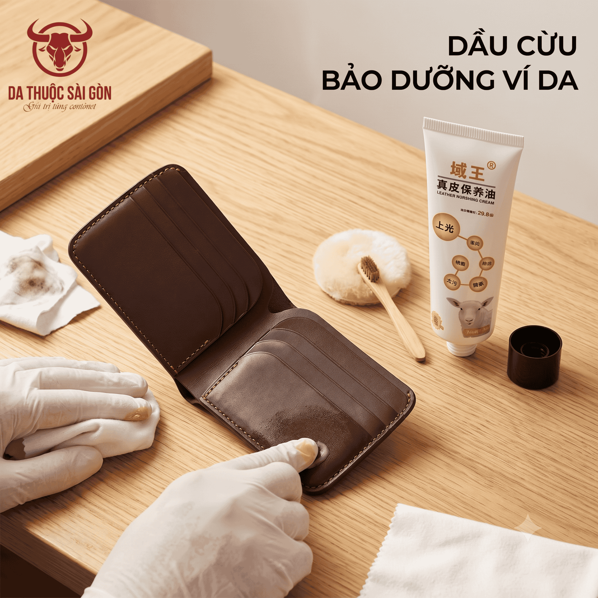 Làm từng bước để bảo dưỡng ví da