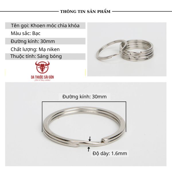 Khoen móc khóa dẹp 30mm