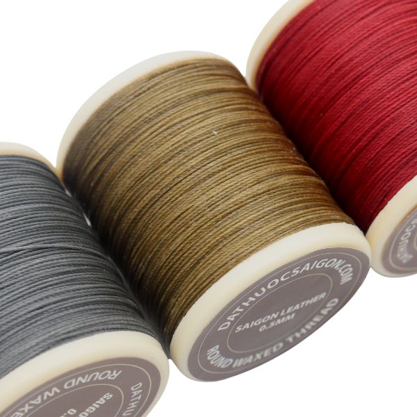 chỉ sáp may da 0.5mm màu xanh rêu nhạt