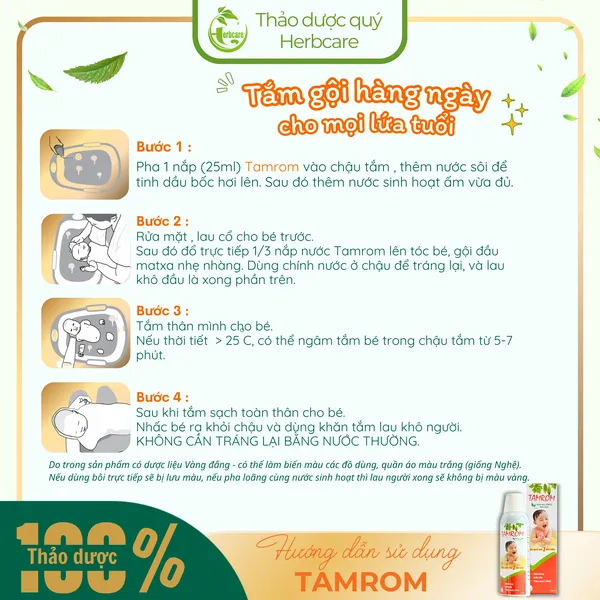 Nước Tắm Thảo Dược Trị Rôm Sảy TAMROM 250ml