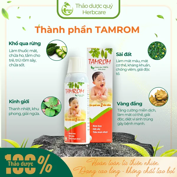 Nước Tắm Thảo Dược Trị Rôm Sảy TAMROM 250ml