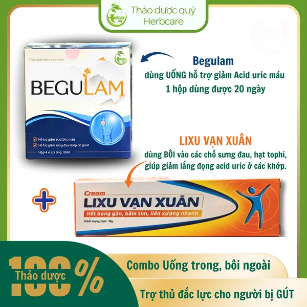Begulam - hỗ trợ giảm acid uric máu, giảm sưng đau khớp do Gout