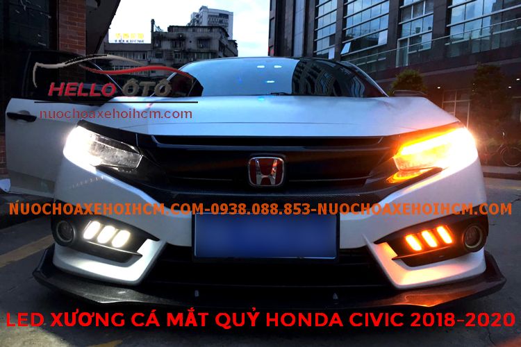 Đèn Led Sương Mù Phía Trước Kiểu Xương Cá Mắt Quỷ Honda Civic 2018-2020
