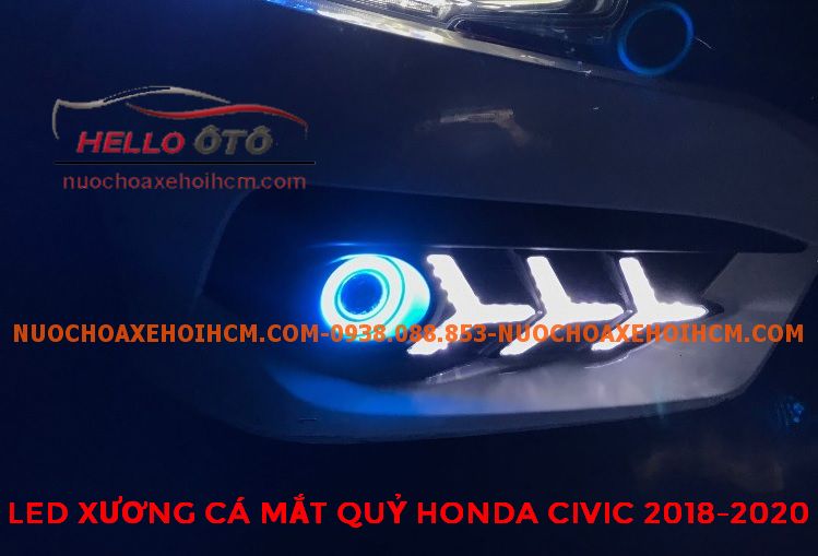 Đèn Led Sương Mù Phía Trước Kiểu Xương Cá Mắt Quỷ Honda Civic 2018-2020