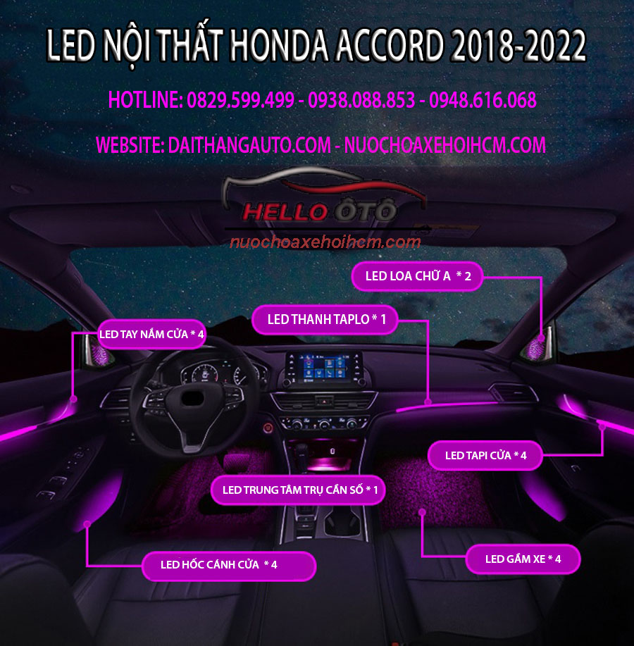 LED NỘI THẤT THEO XE HONDA ACCORD 2018-2022