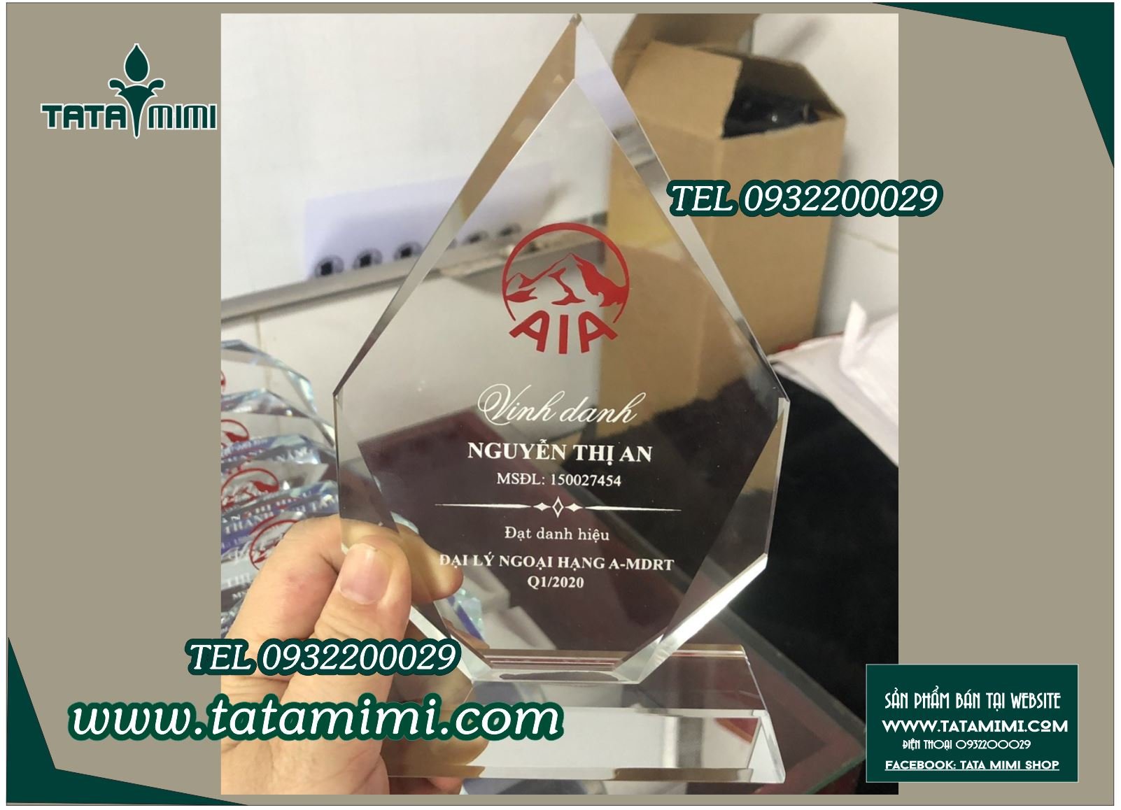 Biển vinh danh bằng mica trong suốt in trực tiếp