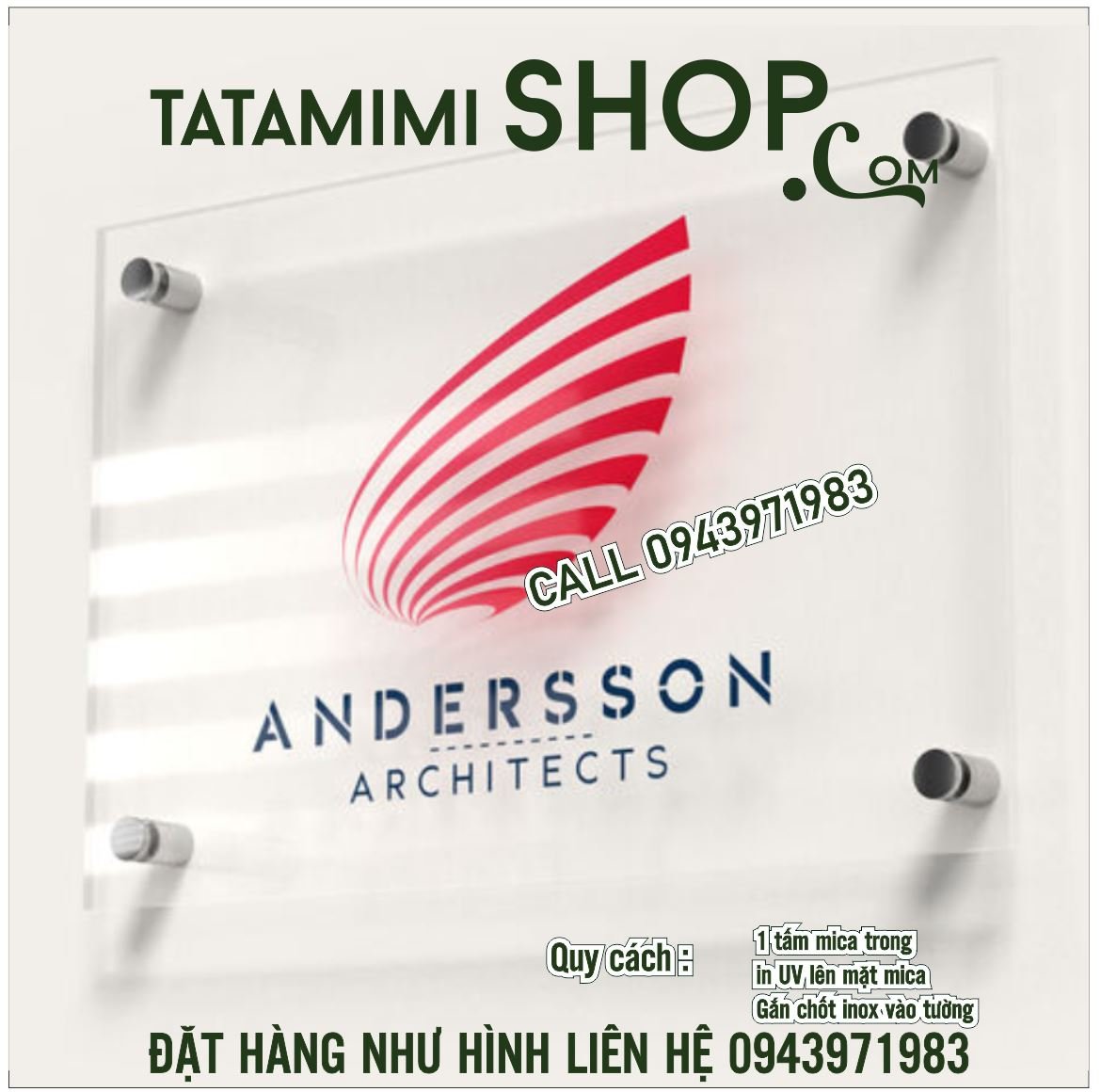 Biển công ty treo ở quầy lễ tân