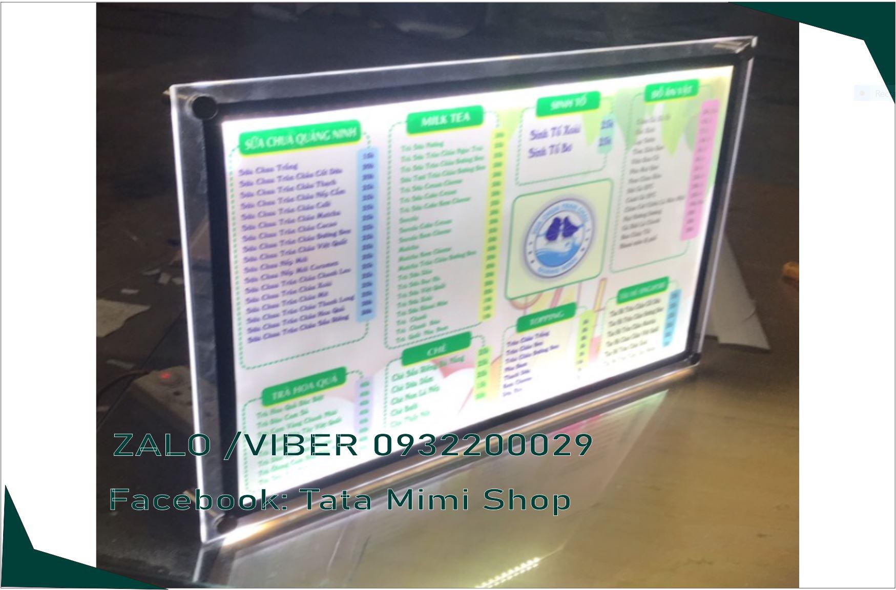 Hộp mica menu trà sữa led siêu sáng