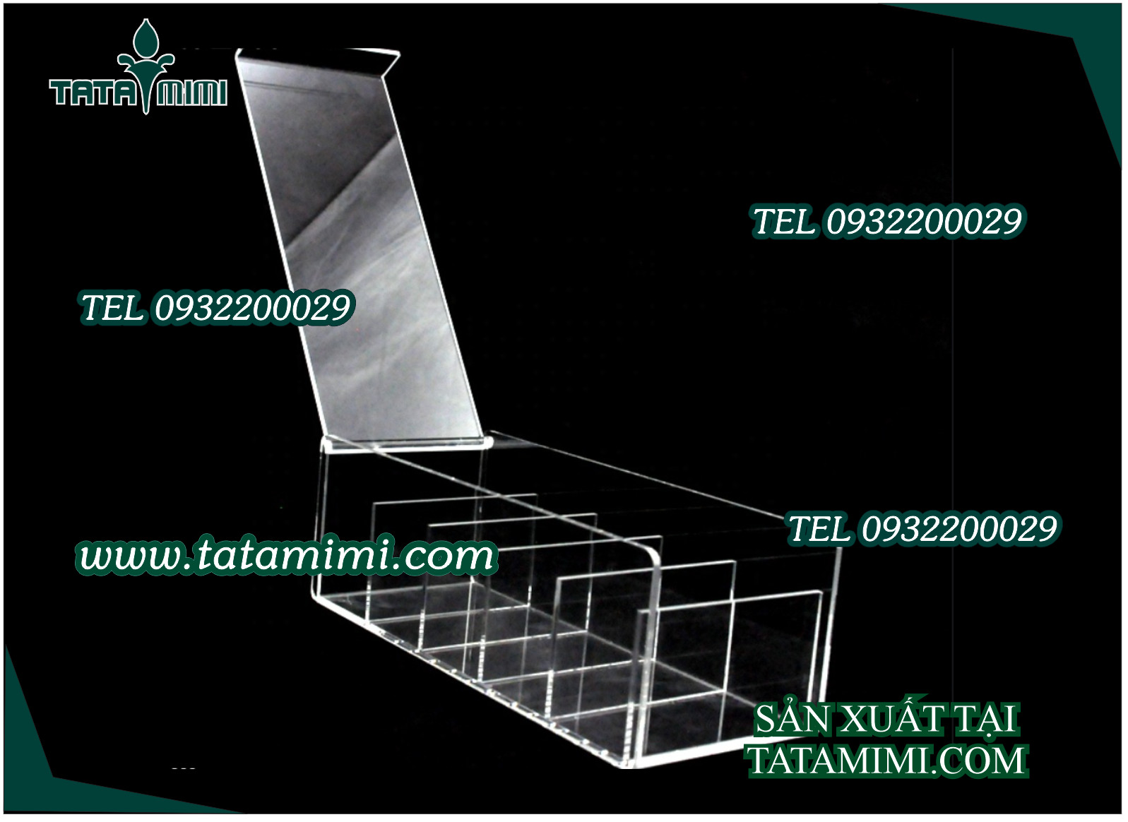 Mica gắn hộp chia nhiều ngăn nhỏ đựng đồ