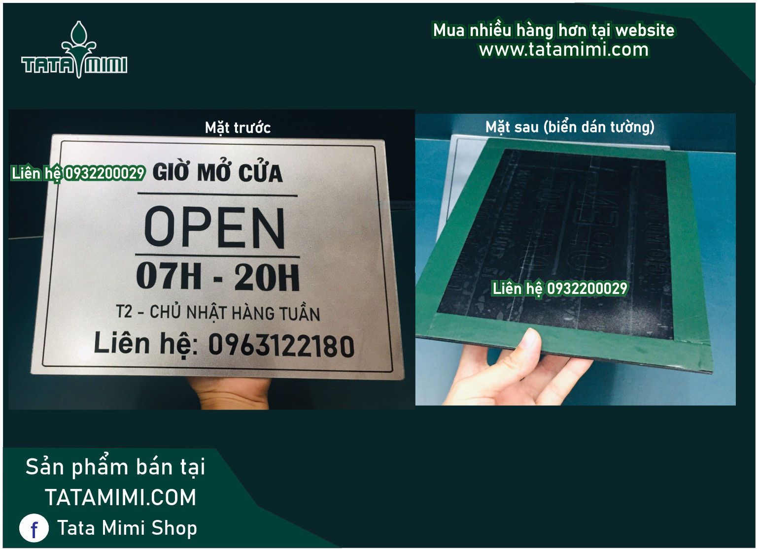 Biển đóng mở cửa bằng mica có dây treo hay dán tường