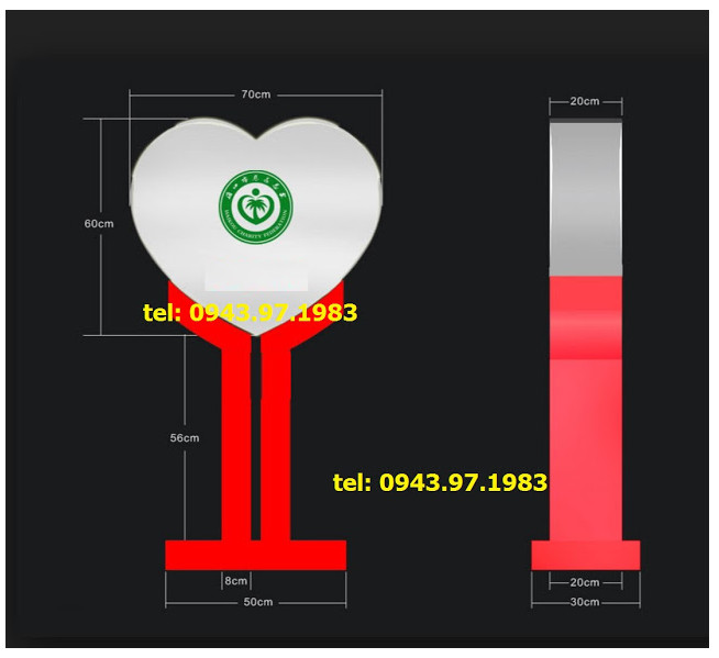Thùng trái tim mica chân gỗ