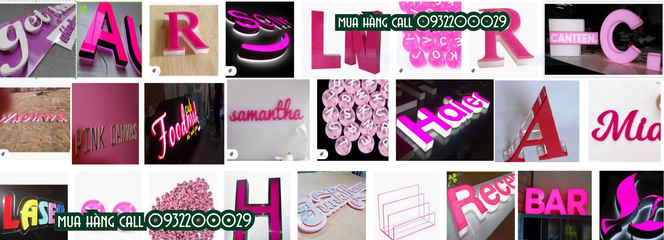 Chữ mica cắt từ tấm hay hút nổi.