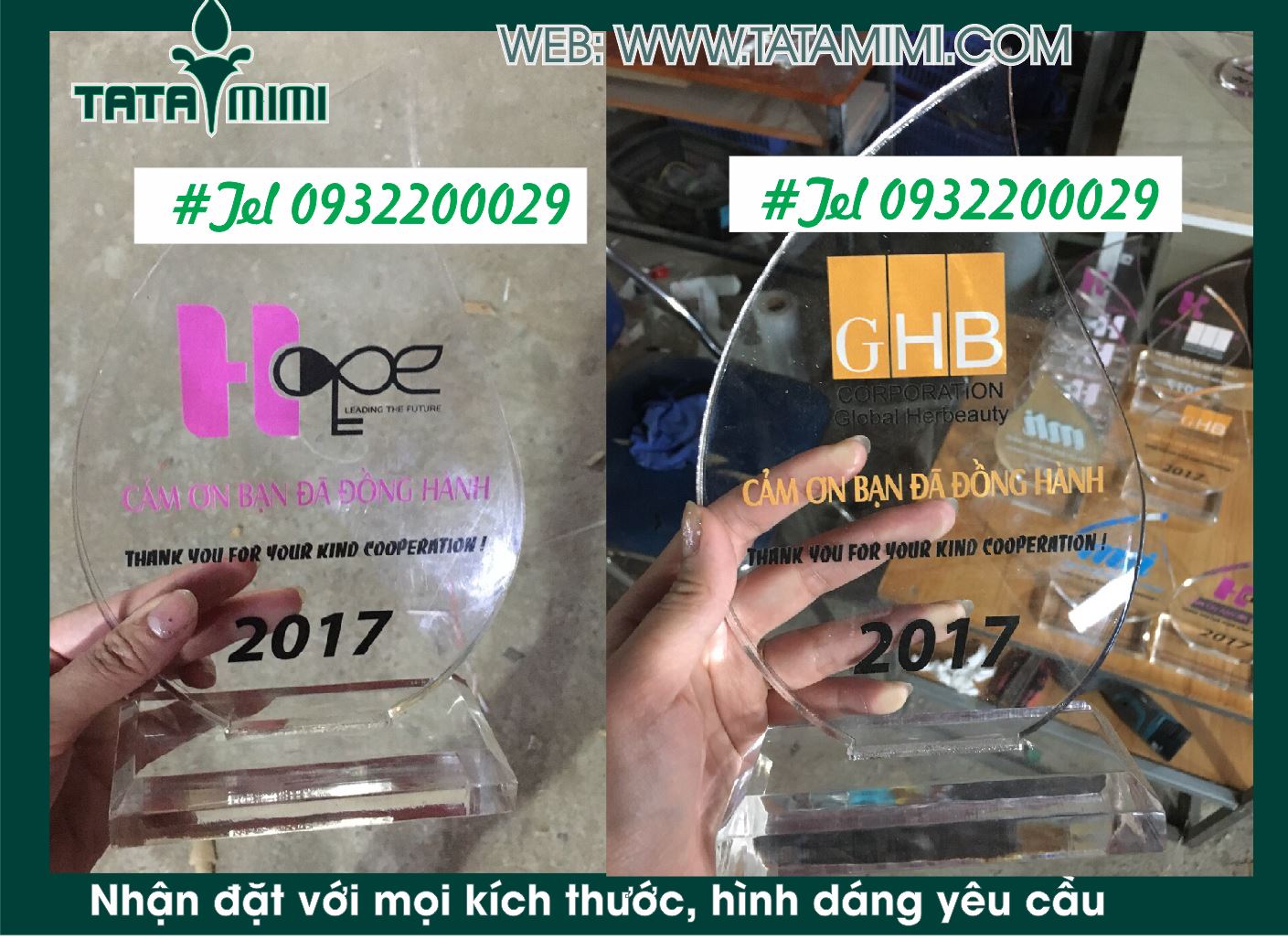 Kỉ niệm chương làm từ mica hoặc pha lê