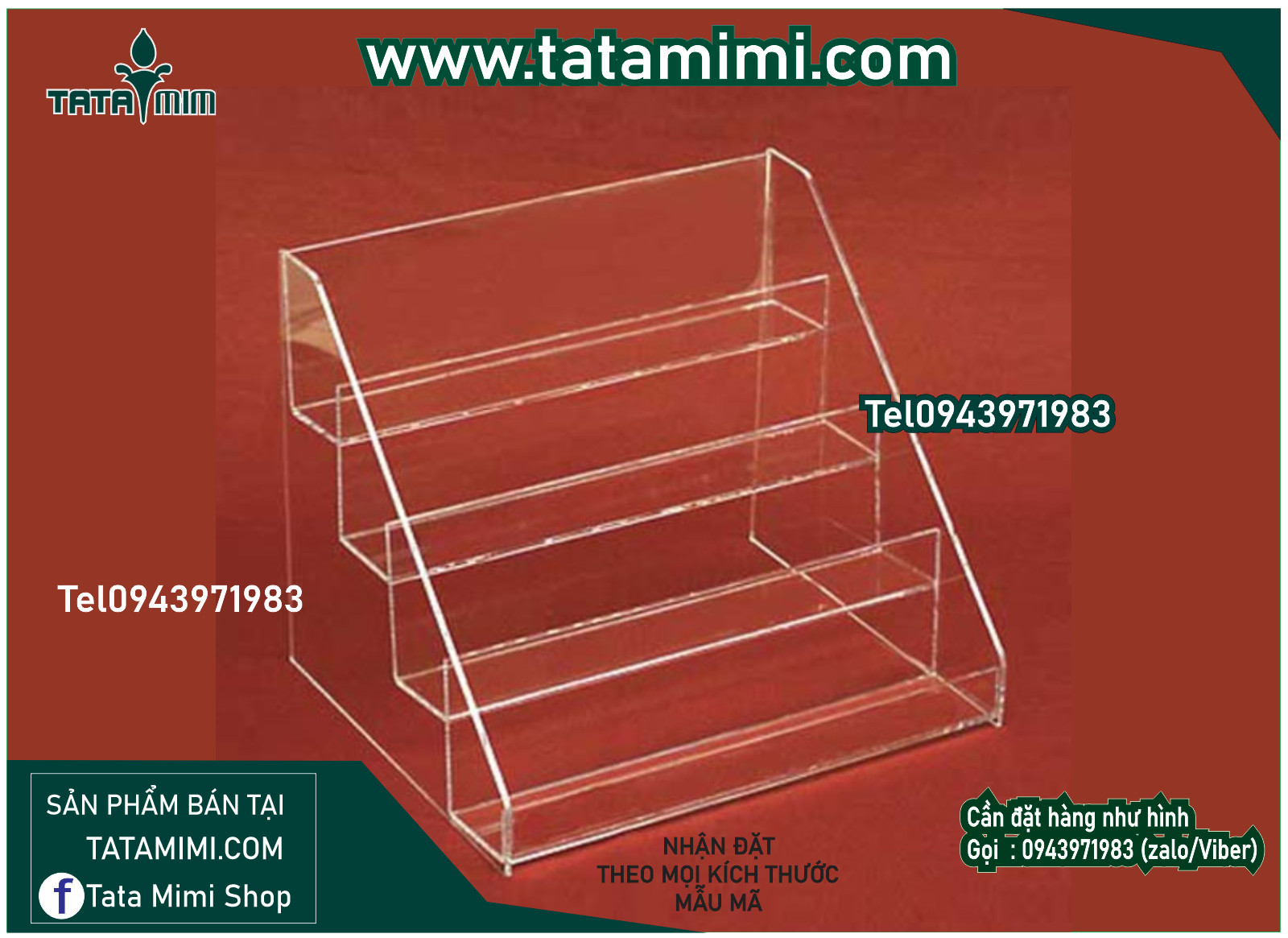 Kệ trưng bày sản phẩm làm kích thước bao nhiêu