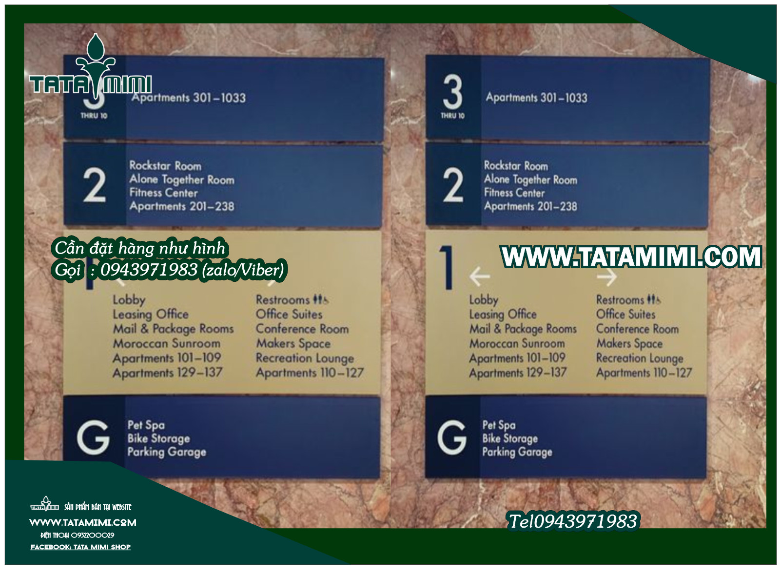 Biển chỉ dẫn gắn tường của tòa nhà