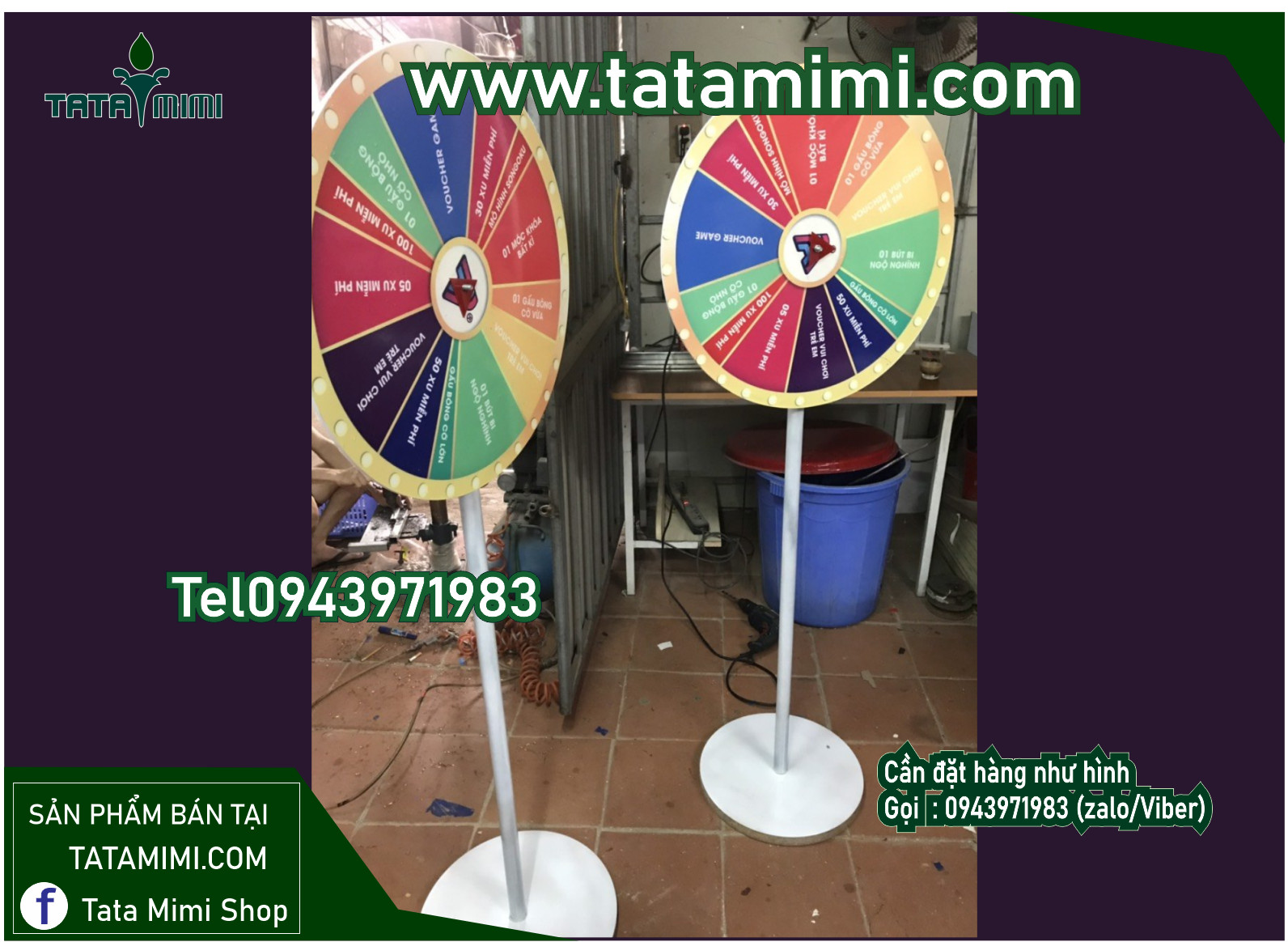 Vòng quay để bàn thân gỗ hoặc sơn màu