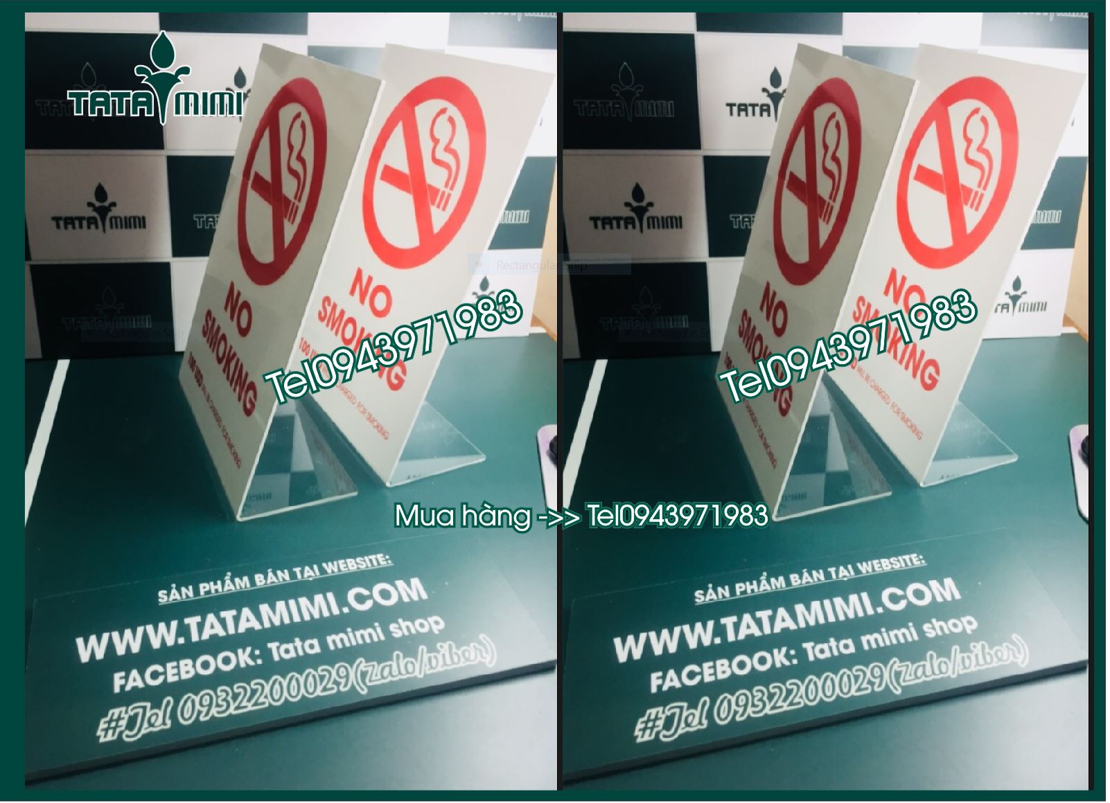 Biển mica để bàn - biển no smoking