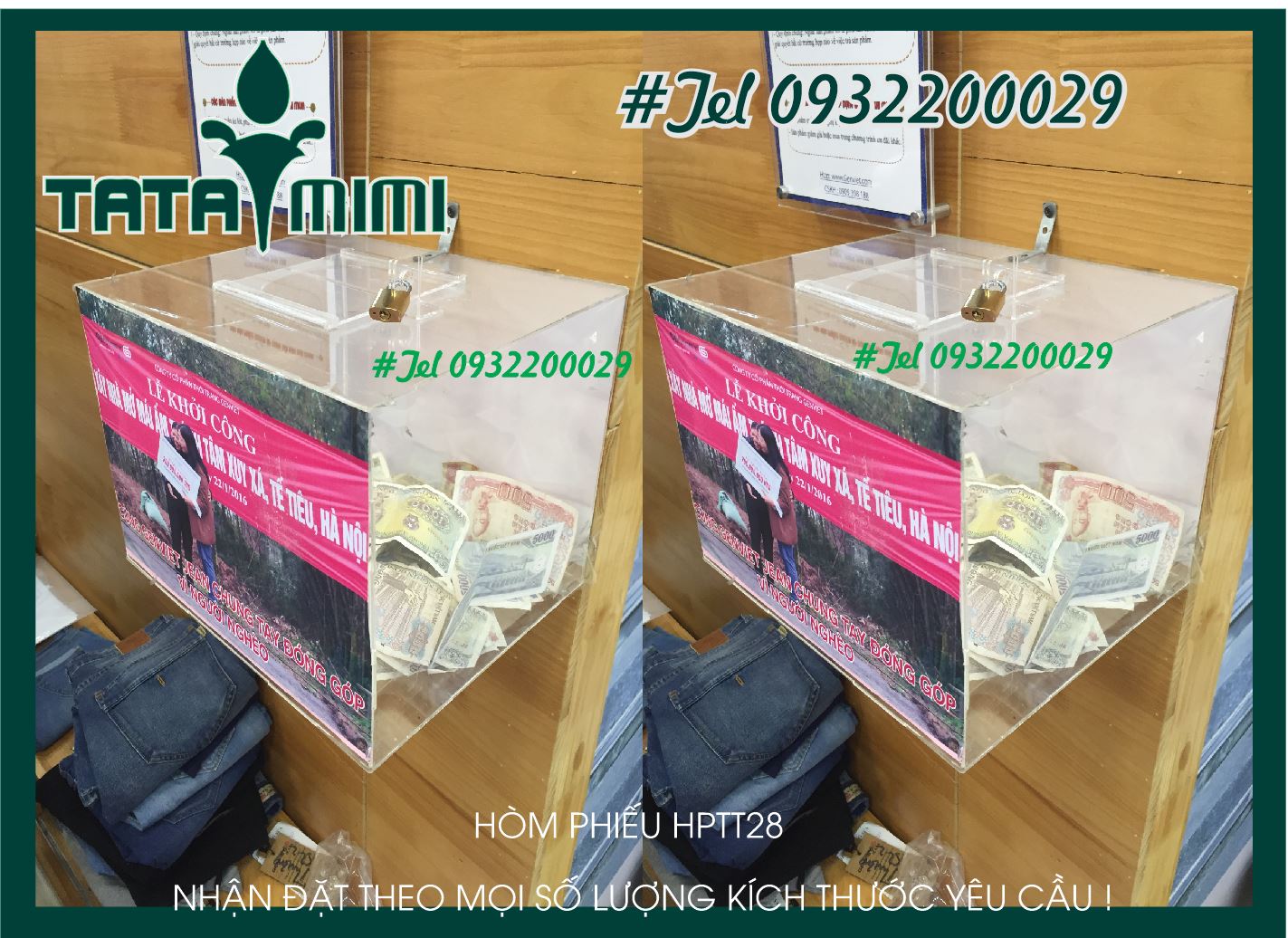 Thùng từ thiện bo nhôm chắc chắn