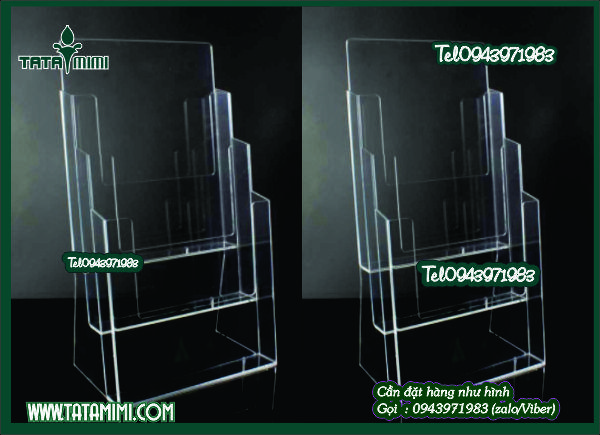 Kệ mica trong để bàn 3 tầng