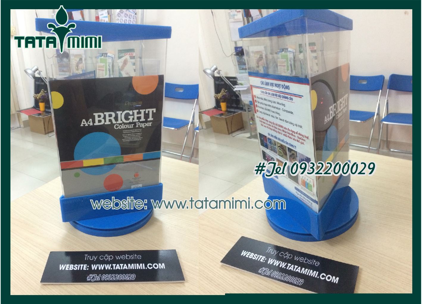 Kệ mica xoay có sẵn và đặt hàng