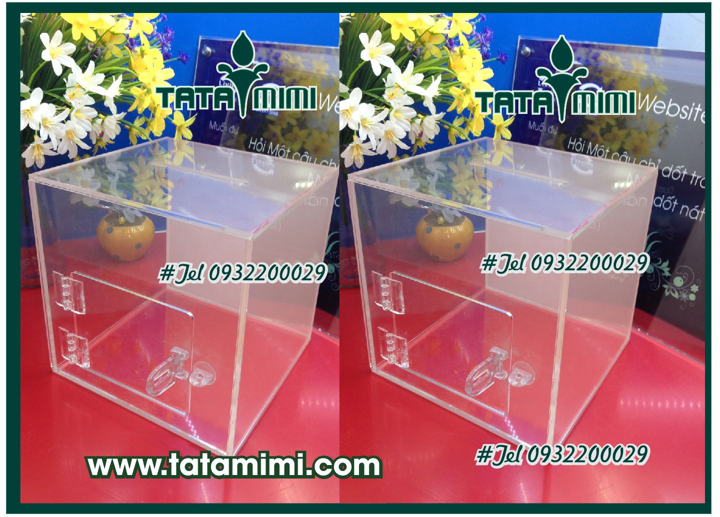 Thùng mica thu thập ý kiến của khách hàng