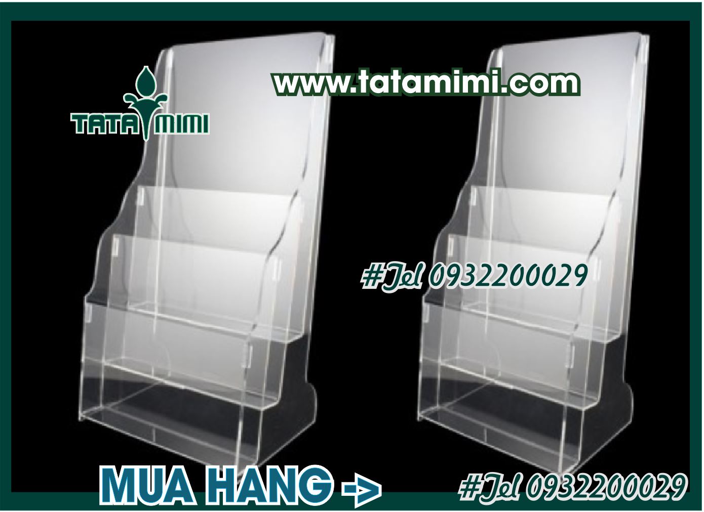 Kệ mica treo tường A4 có 3 ngăn