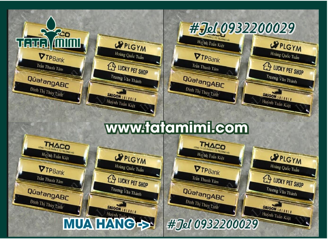 Thẻ tên nhân viên đeo áo màu vàng