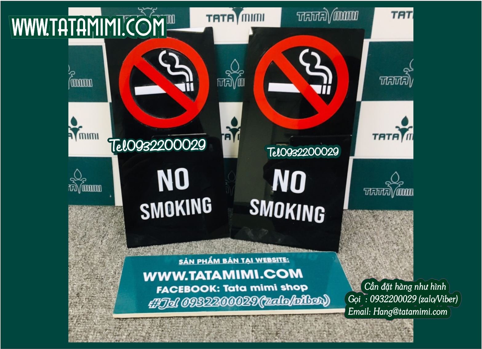 Biển No Smoking Mica để bàn, dán tường siêu rẻ