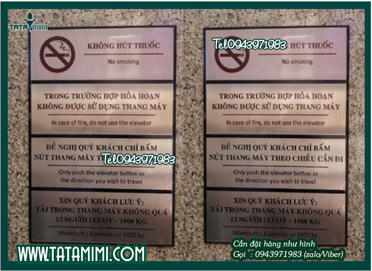 Biển chỉ dẫn nền inox các biển nhỏ bằng mica
