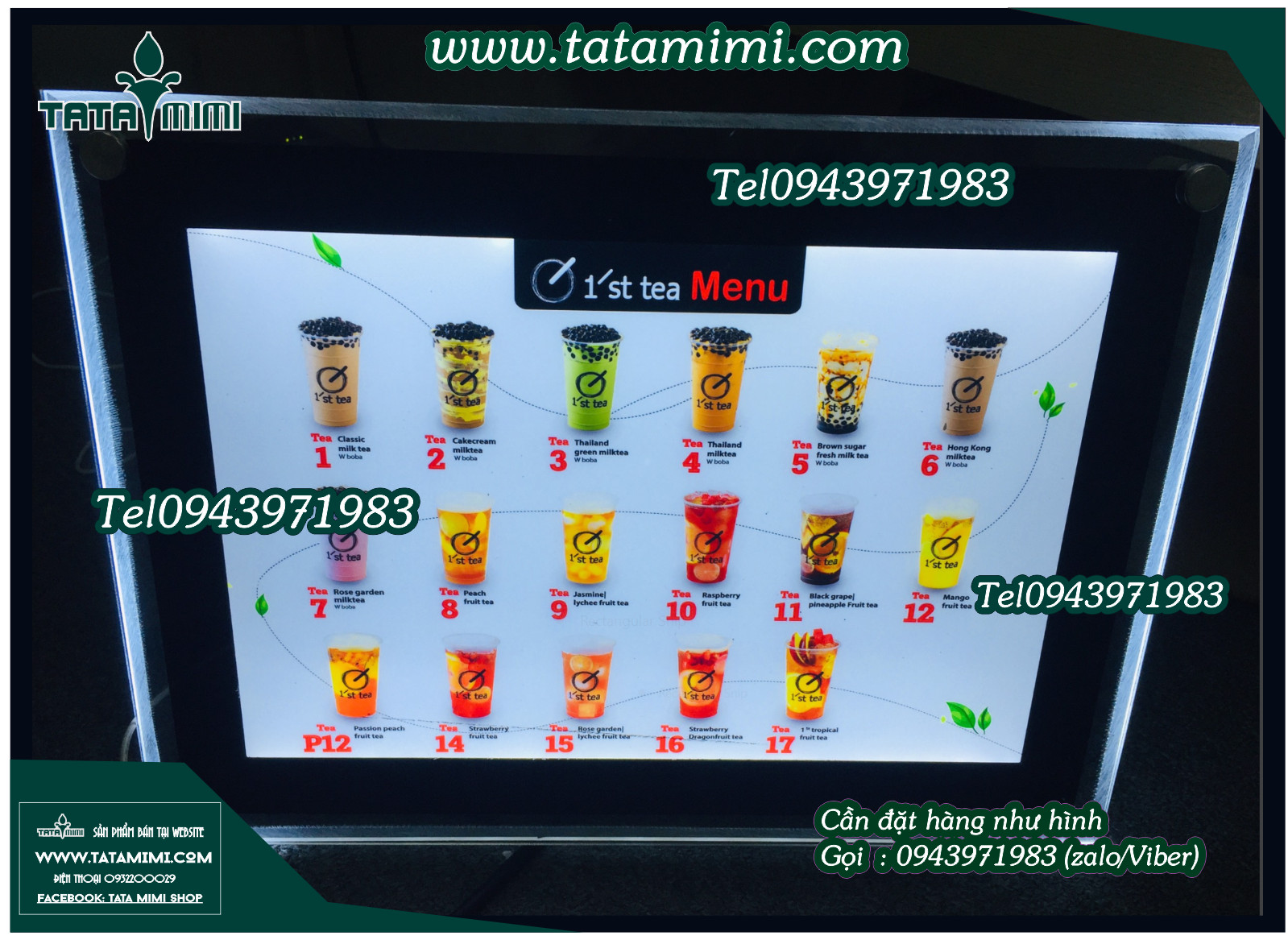 Menu led các kích thước và in ấn logo